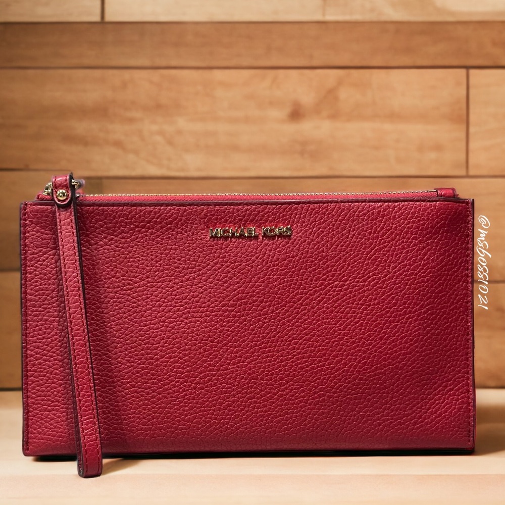 Michael Kors Large Zip Wristlet in Crimson NWT
